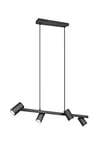 TRIO, Suspension, Marley 4xGU10, max.35,0 W Corps: Métal, noir mat L:80,0cm, L:18,0cm, H:150,0cm IP20,Sans illuminant,Réglable en hauteur