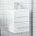 Underskab til badeværelse med indbygget håndvask hvid højglans