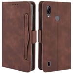 HualuBro Blackview A60 Pro Case, Magnetic Full Body Protection Shockproof Flip Leather Wallet Case Cover with Card Slot Holder for Blackview A60 Pro 2019 Phone Case (Brown)