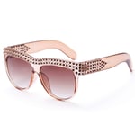 Diamond-encrusted Large Box Sunglasses Style Fashion For Party Banquet Decoration Classic Eyewear (Color : Coffee)