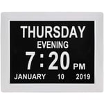 Donnie Timmy Newest Version Digital Calendar Day Clock -8 Alarms，Extra Large Non-Abbreviated Day for Vision Impaired, Elderly, Memory Loss with Play Video/Photo Function (Color : Blanc)