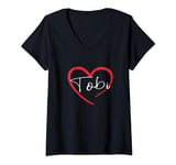 Womens Tobi I Heart Tobi I Love Tobi Personalized V-Neck T-Shirt