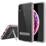 PunkCase iPhone XR Case, [LUCID 3.0 Series] [Slim Fit] [Clear Back] Armor Cover w/Integrated Kickstand, Anti-Shock System & PUNKSHIELD Screen Protector for Apple iPhone XR [Rose Gold]