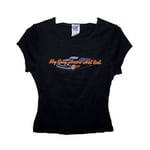 Ladies T-Shirt Novelty My Guy Has A Hot Rod Black Car Funny Size Large
