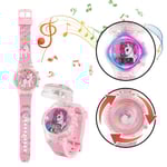 Barn Cartoon Klocka Blinkande Ljus Upp Glow Digital Musikklockor Snurrande Topp Flip Cover Armbandsur Gåvor [GGL] Unicorn