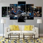 CSDECOR Canvas Wall Art 200X100 Cm Hd Print 5 Piece Canvas Painting Back To The Future Game Painting For Living Room Posters And Prints