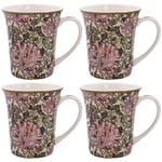 Set of 4 William Morris Honeysuckle Mugs in Gift Box Tea Coffee Drinking Cups
