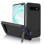 Gladgogo Battery Case for Galaxy S10+ Plus, [6000mAh] Rechargeable Charging Case with Kickstand & USB, Portable Backup Charger Case for Samsung Galaxy S10 Plus (6.4 inch)- Black