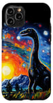Coque pour iPhone 11 Pro Peinture portrait de van gogh dinosaure à long cou nuit étoilée