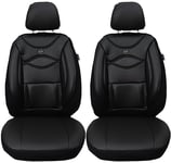Housses de siège en Cuir synthétique pour sièges de Voiture compatibles avec VW Caddy 2010-2015 conducteur et Passager Housses de siège FB : D104 (Noir)