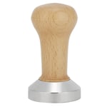 Coffee Tamper, Wood Handle Coffee Bean Press, Easy to Clean Stainless Steel Base for Home Office Coffee Accessory Cafe(Wood Color, 51MM Thread Bottom)