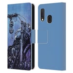 Head Case Designs Officially Licensed David Lozeau Motorcycle Skeleton Grunge Leather Book Wallet Case Cover Compatible With Samsung Galaxy A20e (2019)