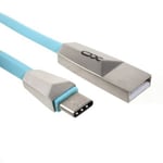 X0 Platt 1m USB-C laddningskabel (Färg:: Blå)