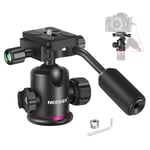 Neewer Ball Head with Handle and Cold Shoe Mic/Light Mount, 360 Degree Rotating Panoramic Ball Head Tripod Mount with 1/4 Inch Quick Release Plate for Tripod, Monopod, DSLRs, Load up to 8kilograms