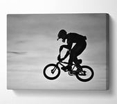 BMX Jump B n W Canvas Print Wall Art - Medium 20 x 32 Inches