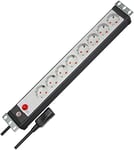 Brennenstuhl Premium-Line Bloc multiprise, à 8 prises, pour armoires électriques, avec fiche pour appareil à froid, 3 m de câble H05VV-F 3G1,0, fabriqué en Allemagne, noir/gris clair