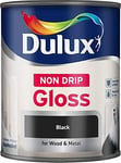 Dulux Non Drip Gloss Paint For Wood And Metal - Black 750Ml