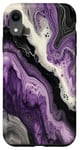 Coque pour iPhone XR Drapeau Asexuality Marble Pride | Art en marbre noir, violet, gris