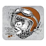 Mousepad Computer Notepad Office Motorcycle Monkey Portrait in Retro Motorcyclist Helmet Checkered Cravat Home School Game Player Computer Worker Inch