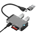 NÖRDIC 1 til 5 USB-dokkingstasjon og kortleser - SD MicroSD/TF 2x USB-A 1xUSB-C
