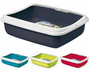 Large Oval Cat Or Kitten Litter Tray With Rim Toilet Pan Box Loo Deep 4 Colours