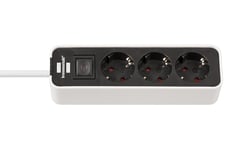 brennenstuhl Ecolor Extension Socket 3-way white/black 1.5m H05VV-F 3G1.5 - stikdåse