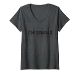 Womens Funny I'm Single Want My Number Vintage Single Life V-Neck T-Shirt