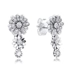 BAKCCI 2020 Spring Daisy Flower Trio Stud Earring for Woman 925 Silver DIY Fits for Original Pandora Bracelets Charm Fashion Jewelry