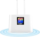 Routeur 4G SIM, KuWFi Routeur 4G LTE Wi-FI Cat4, Vitesse sans Fil jusqu'à 300 Mbps avec Emplacement pour Carte SIM et écran LCD, Prise en Charge B1/B3/B5/B7/B8/B20