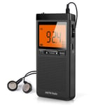 Greadio Portable Pocket Radio, Transistor Digital AM FM Radio with Best Reception, Clearly LCD Display, Alarm Clock, Earphone Jack, Battery Operated Radio for Home, Jogging, Camping Outdoor