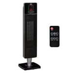 Ceramic Tower Heater Oscillating with Remote Control & 8 Hour Timer Black