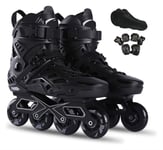 YDL Children's Inline Skates High Performance Adult Men and Women Single Row Skates Outdoor Comfortable Breathable Black and White Roller Skates (Color : Black, Size : 7.5UK)