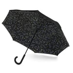 Totes Inbrella Parapluie pliable à fermeture inversée Zodiaque Taille unique InBrella Parapluie à fermeture automatique inversée avec crochet en J, coupe-vent et imperméable