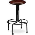 RELAXDAYS Tabouret de Bar, Design industriel, rond, Chaise haute ronde, Hauteur réglable jusqu'à 65 cm, noir/marron - Relaxdays