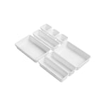 Avilia Lot de 8 plateaux modulaires pour organisation tiroirs – idéal pour cuisine et chambre, en plastique, de différentes tailles, 8 x 7,5 x 4,5 cm, 23,3 x 8 x 4,5 cm, 23,5 x 6 x 4,5 cm, blanc
