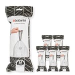 Brabantia PerfectFit Bin Liners Multipack, Thick Plastic Trash Bags with Tie Tape Drawstring Handles (120 Bags), White, (Size M/60L)