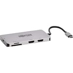 Tripp Lite Station d'accueil USB-C, Double écran - HDMI 4K 60 Hz, USB 3.2 Gen 1, hub USB-A, Carte mémoire, Charge PD 100 W, Gris (U442-DOCK8-GG)