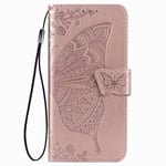 FTRONGRT Case for TCL 20 5G, Wallet Flip Cover with Mobile Phone Holder and Card Slot,Magnetic PU leather wallet case for TCL 20 5G-Rose Gold