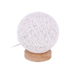 A0ZBZ Modern Plaid Wicker Rattan Spherical Ball Table lamp 16 Colors-USB Romantic Starry Sky Projection Night Light Wood Decorative Bedside Lamp (White)