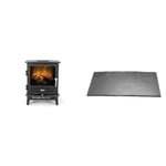 Dimplex Willowbrook Optimyst Electric Stove, Black Free Standing Electric Fireplace & Hearth Pad, Slate Effect Resin Hearth Pad, Slate Grey Accessory