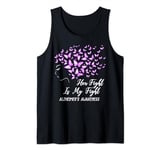 Butterfly Her Fight Is My Fight Ribbon Alzheimers Awareness Tank Top