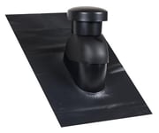 Universell Ventilationshuv 200 Med Påmonterad Sabetoflex-Infästning, Ø200 Mm För Taklutning 5-45°, Svart Med Kondensisolerat Rör.