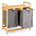 Bambu tvättkorg med två fack 2-delad tvättkorg 64 x 33 x 73 cm Naturlig