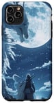Coque pour iPhone 11 Pro Max Guerrier de style animé Visages Lune Loup Fantasy Stars