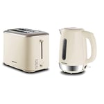 Morphy Richards Equip Cream 2 Slice Toaster - Defrost And Reheat Settings - 2 Slot - Stainless Steel - 222065 & 102784 Cream Equip Stainless Steel Jug Kettle, 3000 W, 1.7 Litre, Cream