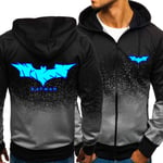 A WARM HOME Mens Hoodie Sweatshirt Batman Print Zipper Jacket Casual Pullover Fashion Sportswear Unisex Long Sleeve Hoody Coat - Teen Gift Grey-X-Large