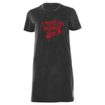 American Horror Story Splatter Logo Women's T-Shirt Dress - Black Acid Wash - XXL - Black Acid Wash