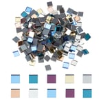 PandaHall 8 Color Square Mirror Mosaic Tiles, 240pcs Mini Glass Craft Decorative Mosaic Tiles for Home Decoration Jewelry Making