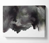 Black On White Abstract Cloud Canvas Print Wall Art - Large 26 x 40 Inches