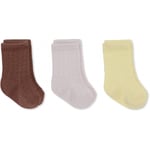 Konges Sløjd 3pk pointelle socks – lemon sorbet/lavendar mist/fig brown - 17-18